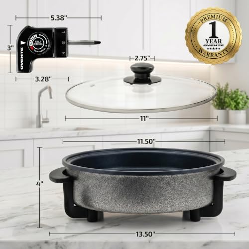 Round Electric Skillet (11.5 Inch - Black)