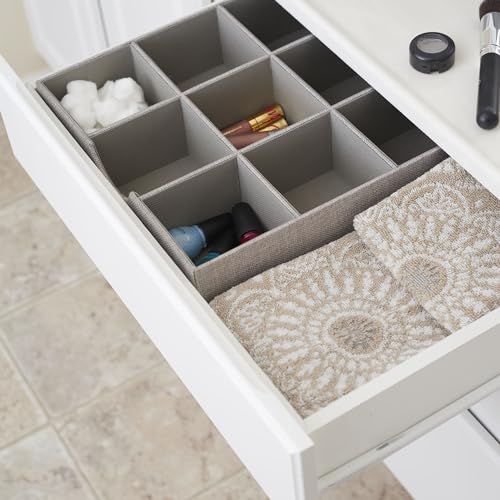 Grey 728 1 Deep 9 Section Drawer Organizer Box for Storage 12 in x 3.13 (Grey)