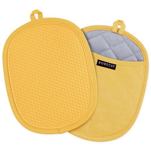 2 Pack Silicone Pot Holders for Kitchen (Yellow)