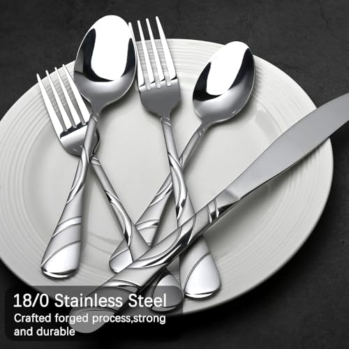 60 Piece Silverware Set for 12 (Silver / 60 Pieces)
