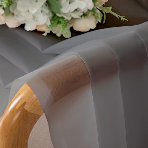 Extra Long Sheer Curtain Panels 96 Inches (Charcoal Grey / 42"W x 96"L (Pack of 2))