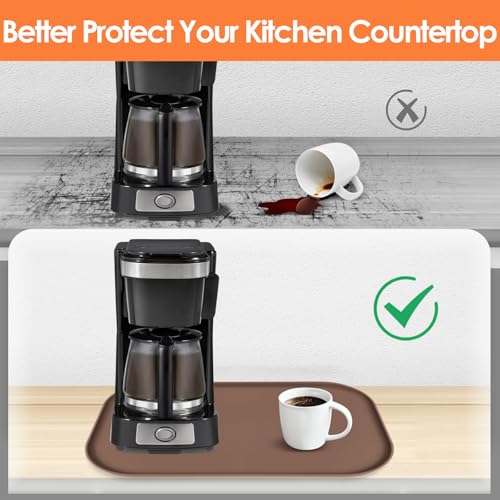 Silicone Coffee Maker Mat with Lip for Countertops (Brown / 24'' x 16'')