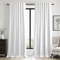 95 inch Living Room Curtains 2 Panels 100% Blackout Linen Texture Curtain Beige White Window Drapes with Back Tab Rod Pocket Light Blocking Thermal Insulated Curtains Pinch Pleated Drapes (Cream White / 52"W x 95"L (Pack of 2))