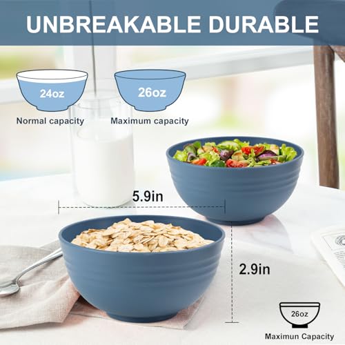 Wheat Straw Bowls for Kitchen 26 OZ (Blue / 26 oz)