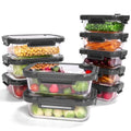 10 Pack Glass Food Storage Containers with Tempered Glass Lids (Tempered Lids Gray / 4.4Cup*5 & 1.6 Cup*5)