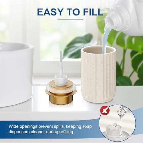 Ceramic Foaming Soap Dispenser (Beige Gold-2pack)