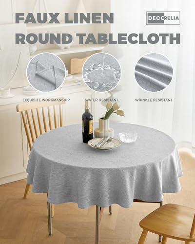 Linen Texture Round Tablecloths 60 Inch (Cool Grey / 60" (Round))