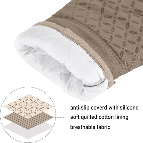 Oven Mitts and Pot Holders 6pcs Set (Khaki)