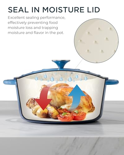 Enameled Cast Iron Dutch Oven (Cooking Pot / Navy blue / 6QT)