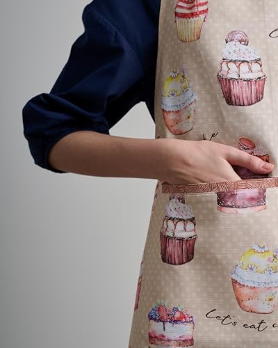 Aprons for women with Pocket 100% Cotton Pack of 1 (098 - Cakes)