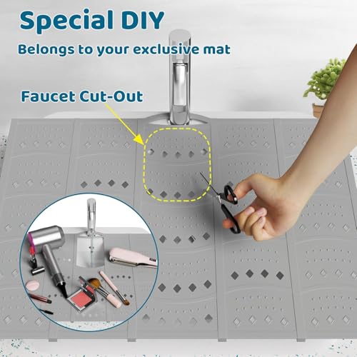 Silicone Foldable Bathroom Sink Cover (Gray)