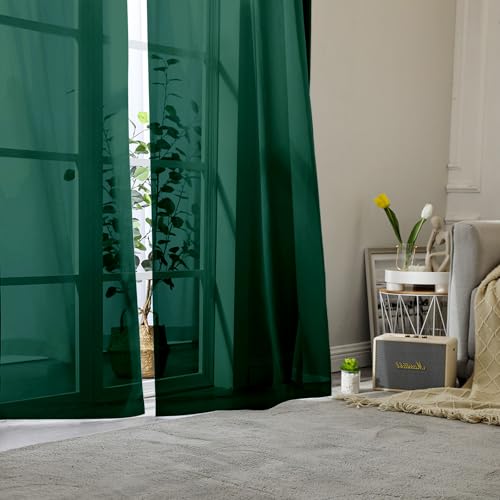 Hunter Green Sheer Curtains 96 Inches Long 2 Panels (Hunter Green / 42"W x 96"L (Pack of 2))