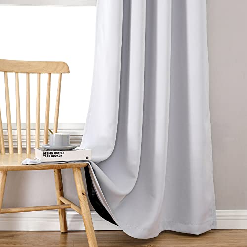 100% Blackout Curtains for Bedroom 108 Inches Long 2 Panels Set (52"W x 108"L (Pack of 2) / Greyish White)