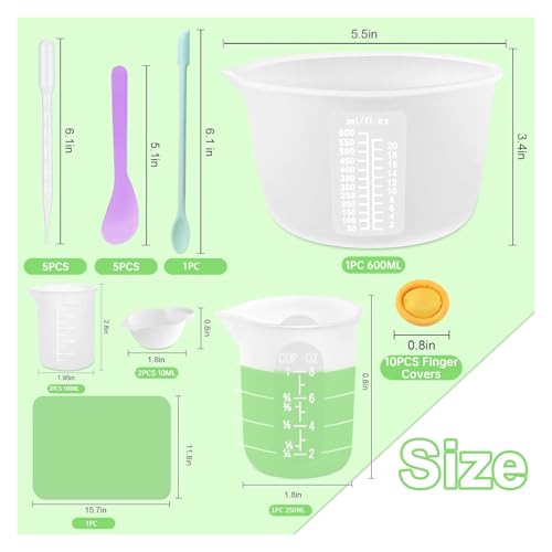 Silicone Measuring Cups Kit for Resin (600ML+250ML+100ML)