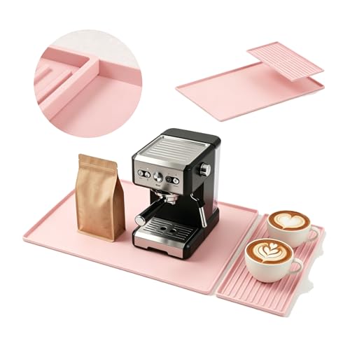 Silicone Coffee Mat 24 x 16 in with Tray (Soft Light Pink)