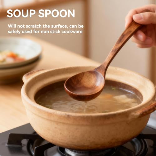 Wooden Ladle 7.87inch Soup Ladle Wooden Serving Spoon Soup Spoon Ladle for Cooking