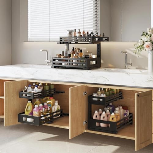 1 Pack Under Sink Organizers and Storage (1 Pack-15.7"Dx11.4"-16.34"H / Black)