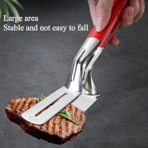 Anti Scald Extended Handle Spatula Tongs (Red)