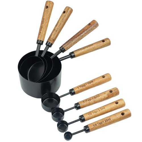 Measuring Cups and Spoons Set of 8 (Black)