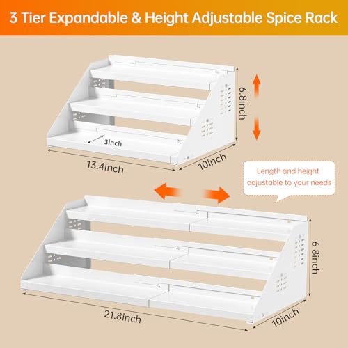 3 Tier Expandable Spice Rack Organizer (White)