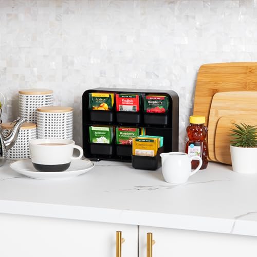 Tea Bag Organizer (Black / 10.25"L x 3.25"W x 7.75"H)