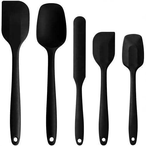 5 Pieces Silicone Spatula Set (Black / 5)