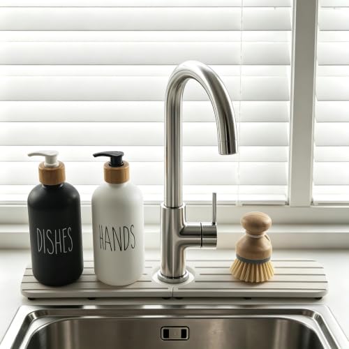 Faucet Mat for Kitchen Sink (Pale Gray / 17.3" x 3.9" x 0.5")