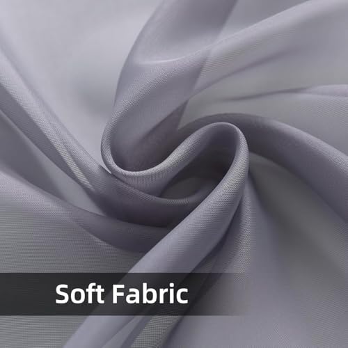 Solid Sheer Rod Pocket Curtain Voile Draperies 2 Panels White Beige Black Ivory Coffee 22 Inch Width 30 Inch Long 1 Pair for Kitchen Bedroom Children Living Room Yard (Grey / 22"W x 30"L (Pack of 2))