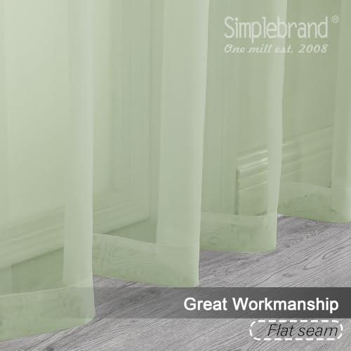 Light Green Sheer Curtains 63 Inch Length 2 Panels (Light Green / 59"W x 63"L (Pack of 2))