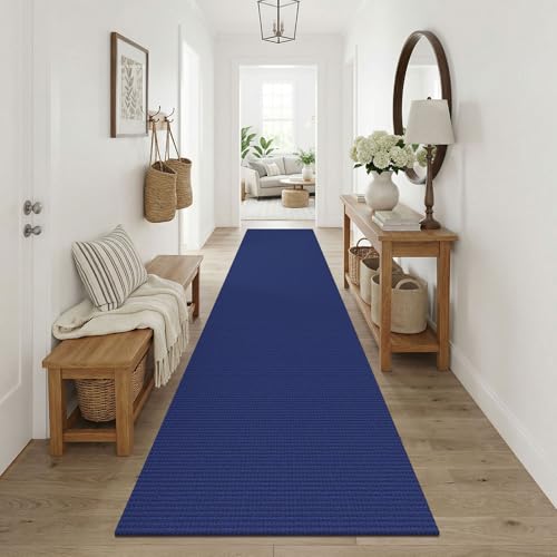 Cotton Runners Rugs for Hallway 3x10 (Deep Navy Blue / 3' x 10' (Runner))
