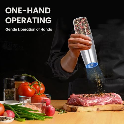 Battery Operated Salt And Pepper Grinder Set 1 Pack (Battery/1pc/Silver)