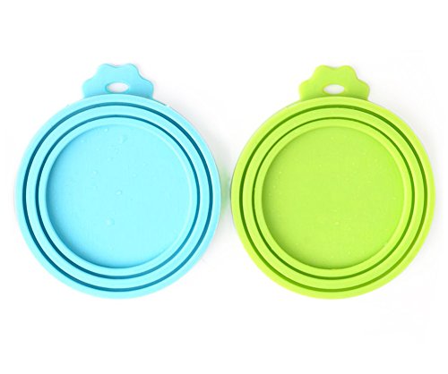 Pet Food Can Cover Silicone Can Lids for Dog and Cat Food (Blue/Green)