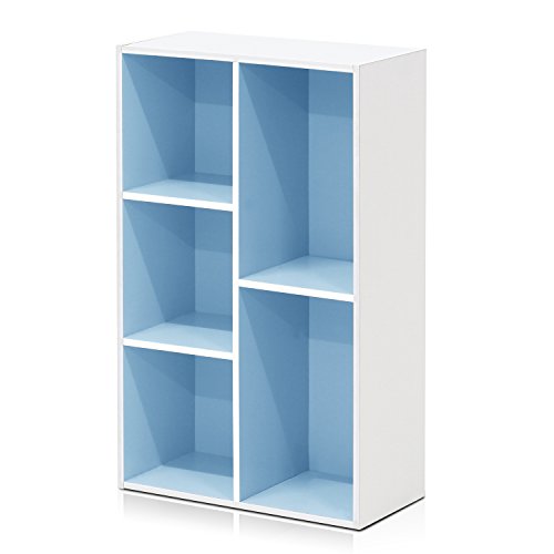 LUDER Book Shelf (White/Light Blue / 5-Cube)