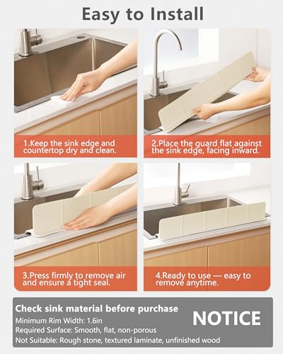 Kitchen Sink Splash Guard 30" 18" 23" Self (Cream / 30" x 3.5")
