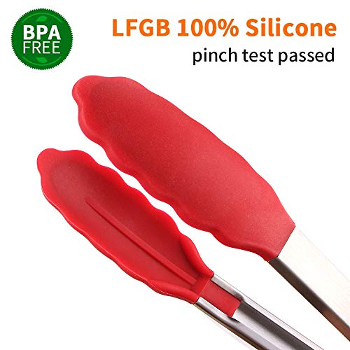 Kitchen Tongs Set of 2 Silicone Tongs in Pinch Test Grade