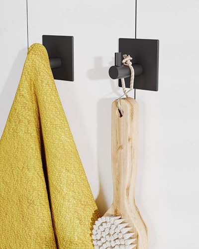 Black Paper Towel Holder Under Cabinet with 2 Hooks Self Adhesive (Black / Holder+2 Hooks)