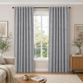 Faux Linen 100% Blackout Curtains with Hidden Tabs & Pleat Tape (Grey/100% Blackout / 50"W x 108"L (Pack of 2))