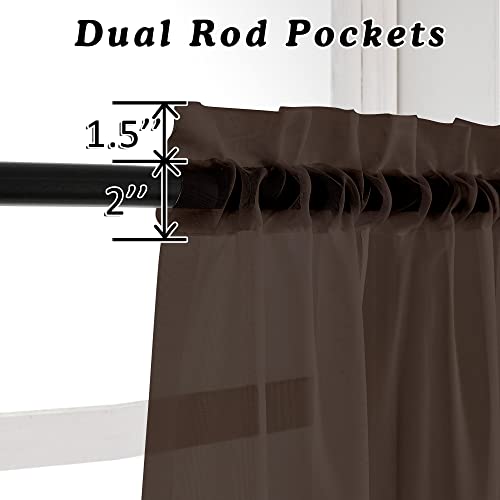 2 Panels Chocolate Brown Sheer Valance (Chocolate / 42"W x 14"L (Pack of 2))