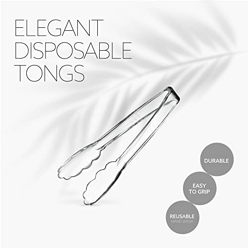 Clear Tongs 7.5'' Inches] Plasticpro 7.5'' Serving Tongs Heavy Duty Reusable Kitchen and BBQ Clear Serving Tong for party's (12 x 7.5'' / Clear)