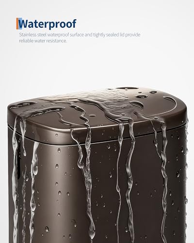 13 gal (50 L) and 2.6 gal (10 L) Metal Trash Can Combo Set, Rustproof Garbage Can with Lid, Step-on Trash Bin with Inner Bucket, Rear Handle, Brown (Brown / 13.2 + 2.6 gal Combo Set)