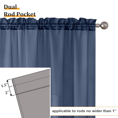 Long Navy Blue Sheer Curtains 96 inches Long for Living Room (40"W x 96"L (Pack of 2) / Navy Blue)