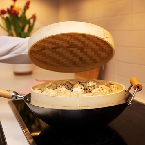 2 Tier Bamboo Steamer Baskets (12 inch - bamboo)