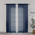 Sheer Curtains 72 Inch Length Set of 2 (Navy Blue / 42"W x 72"L (Pack of 2))