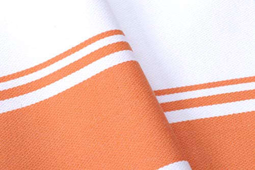 Kitchen Towels 100% Cotton Pack of 4 (Orange / 4 Stripe Towels)