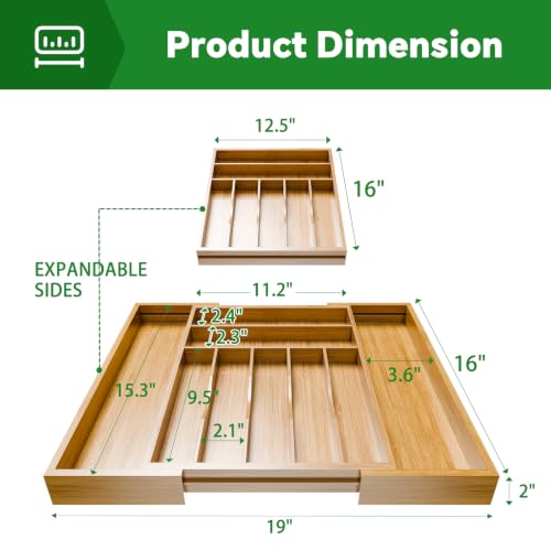 Expandable Bamboo Kitchen Drawer Organizer
