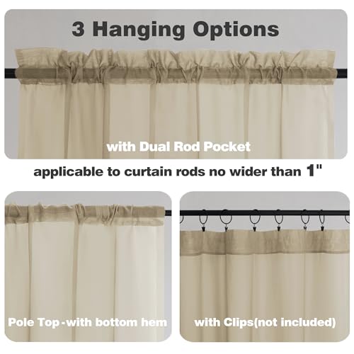 Taupe Sheer Curtains 90 Inches Long 2 Panels (Taupe / 59"W x 90"L (Pack of 2))