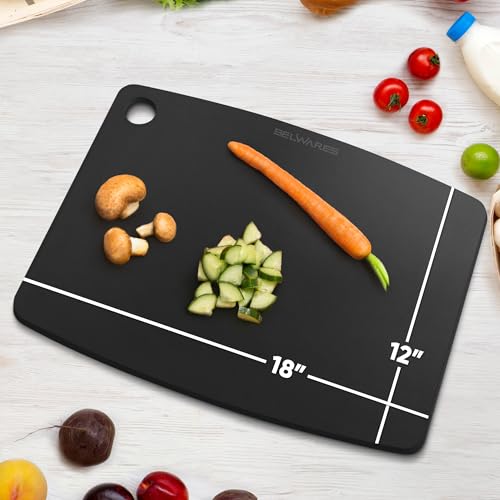 Dishwasher Safe Cutting Boards for Kitchen (Black Slate / 18"L x 12"W)
