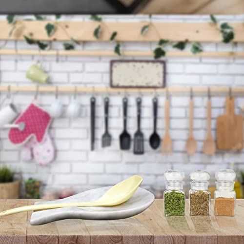 Luxury Handmade Cloudy White Marble Spoon Rest for Kitchen Counter (Cloudy White)