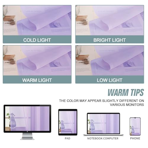 Window Sheer Curtains 45 Inches Length (42"W x 45"L (Pack of 2) / Lavender)