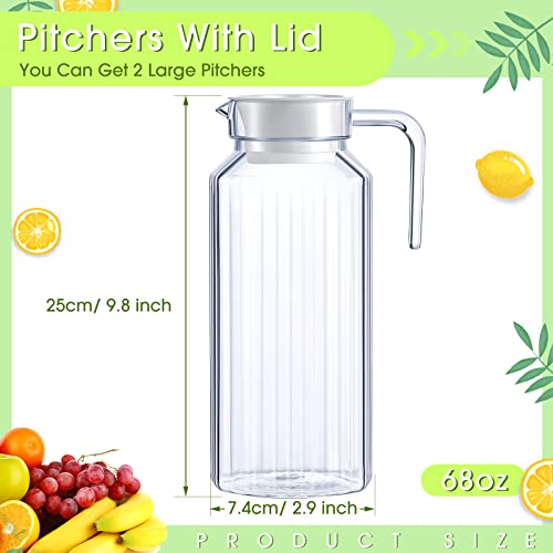 2 Pcs 68 oz Acrylic Pitcher with Lid Clear Water Jug for Fridge (68 Ounces)